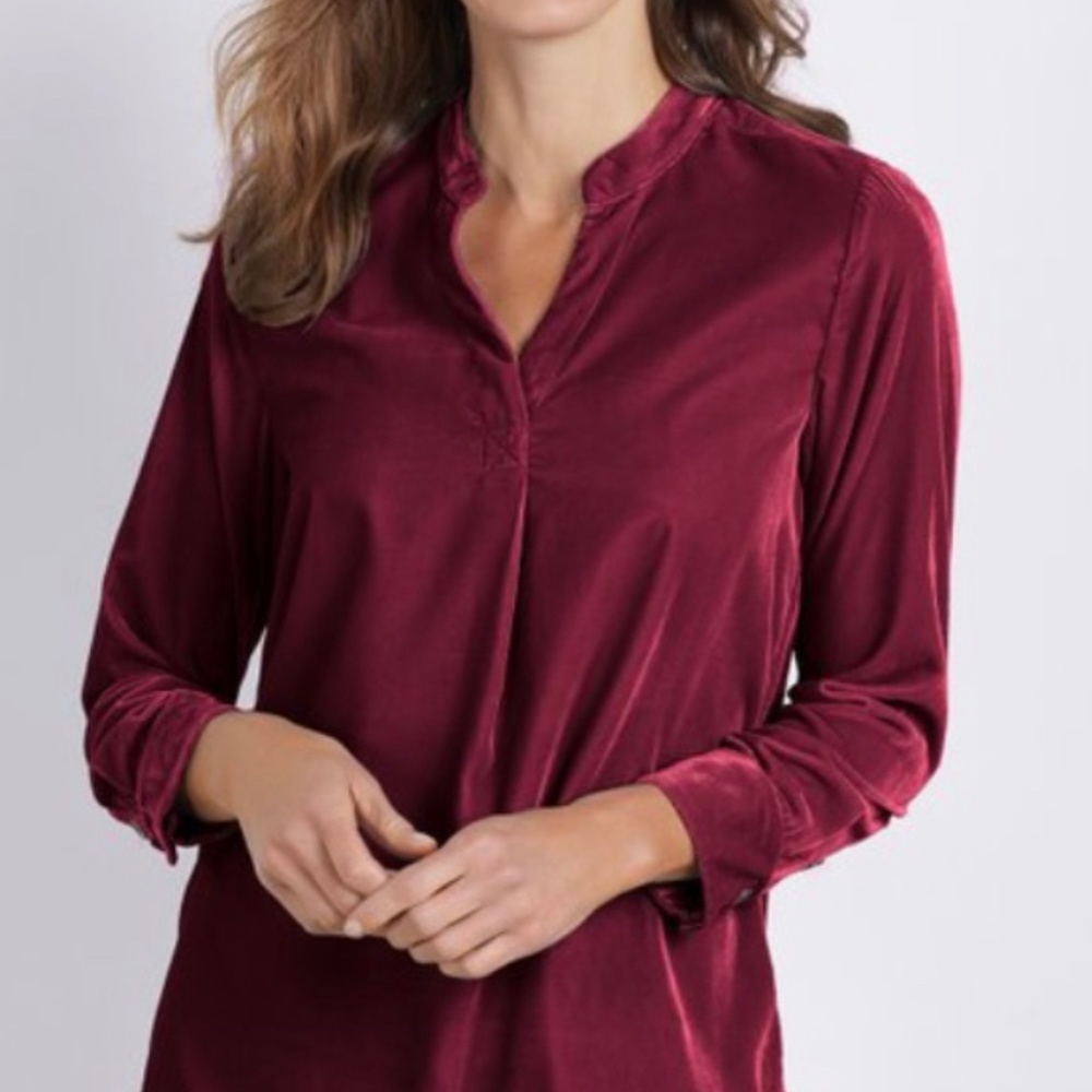 Soft Surroundings Pasada Velvet top. Color wine. size XL NWOT